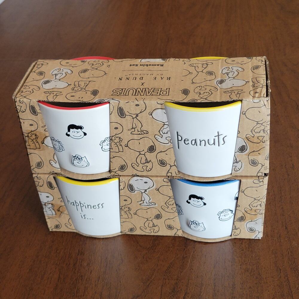 Peanuts Rae Dunn Snoopy Fall 8oz Ramekins Set Of 4 Serving Bowls NEW